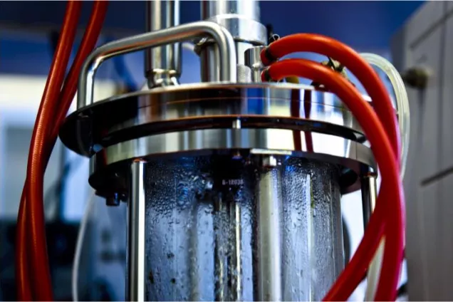 Test tubes on a machine. Photo.